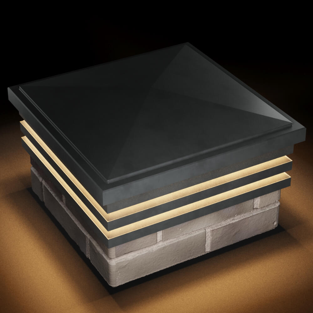 Колпак Zking Бона ХайТек Серый на столб 1.5х1.5 кирпича (385х385мм) с подсветкой в Шатуре фото