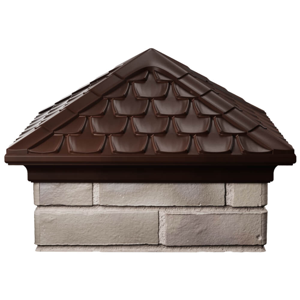 Колпак Zking Эльбрус Коричневый на столб 1.5х1.5 кирпича (385х385мм) Шатура фото