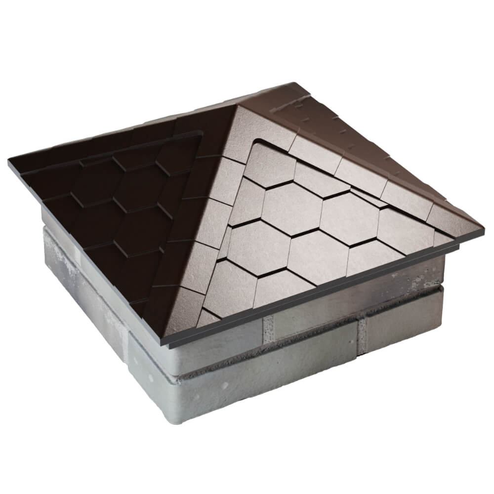 Колпак Zking Эверест Коричневый на столб 1.5х1.5 кирпича (390х390мм) в Шатуре фото