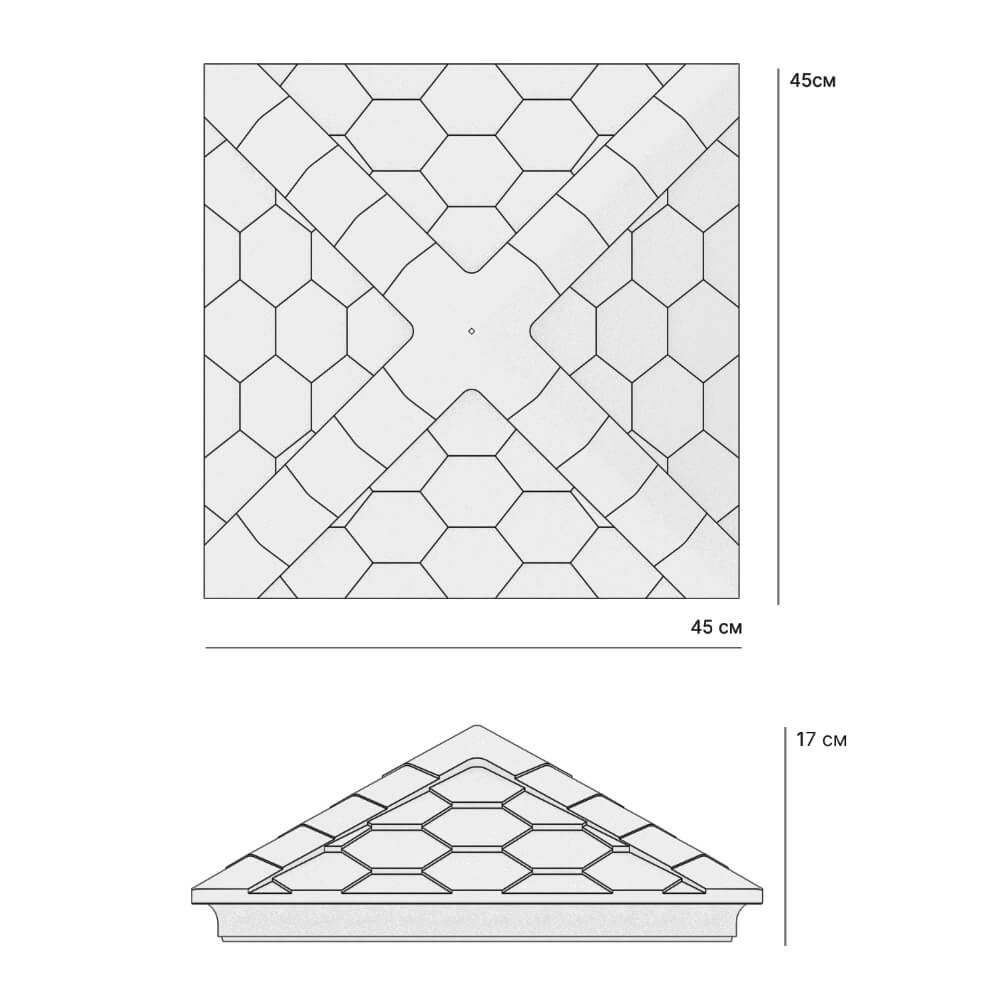 Колпак Zking Эверест Серый на столб 1.5х1.5 кирпича (390х390мм) в Шатуре фото