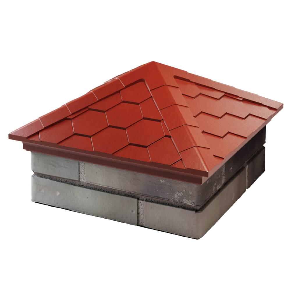 Колпак Zking Эверест Красный на столб 1.5х1.5 кирпича (390х390мм) в Шатуре фото