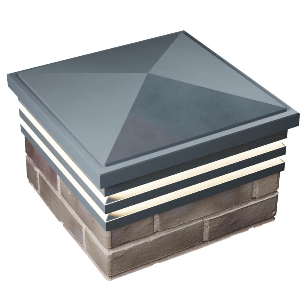 Колпак Zking Бона ХайТек Серый на столб 1.5х1.5 кирпича (385х385мм) с подсветкой в Шатуре фото