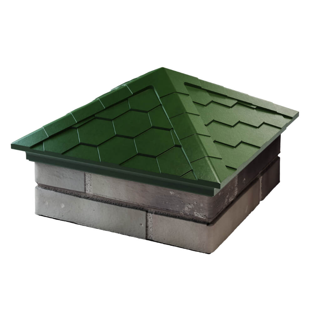 Колпак Zking Эверест Зеленый на столб 1.5х1.5 кирпича (390х390мм) в Шатуре фото