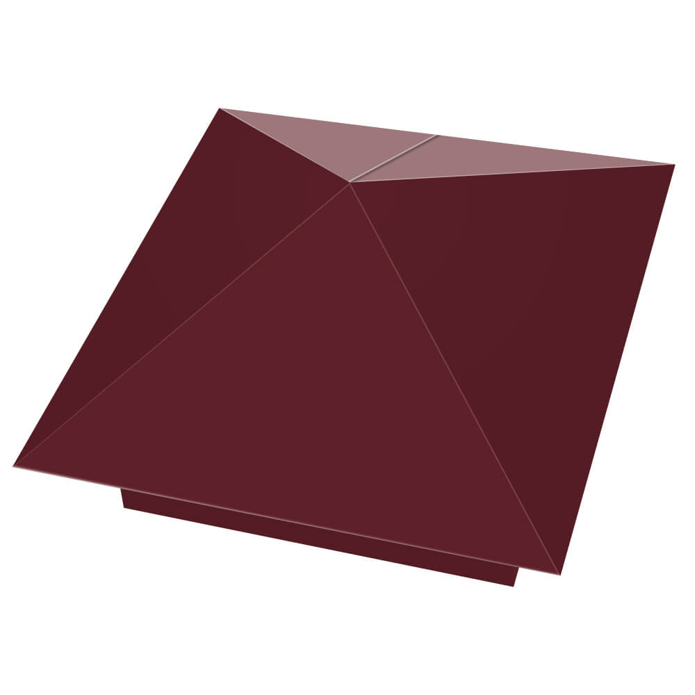 Колпак металлический 390х390мм RAL3005 Красное Вино заборный Шатура фото