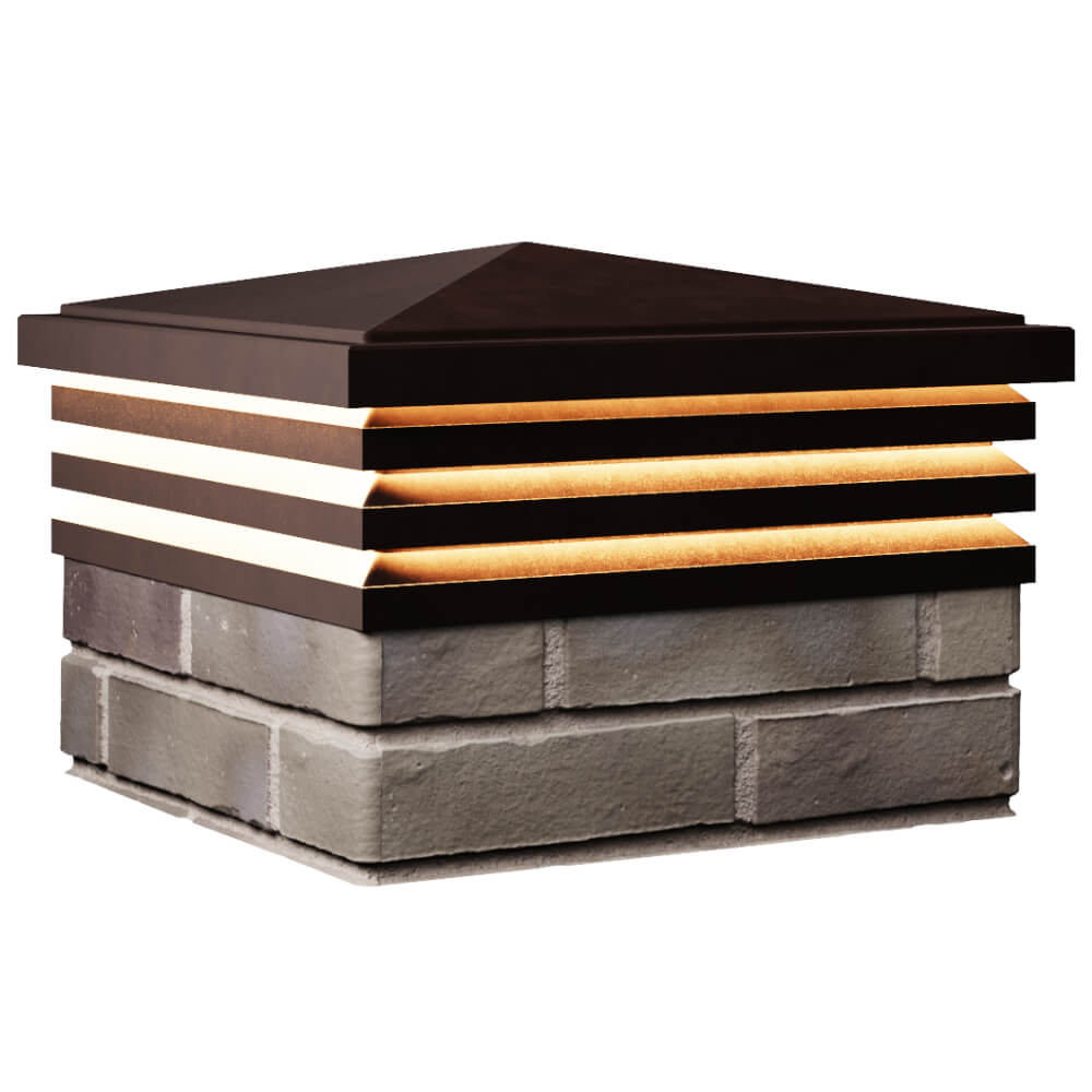 Колпак Zking Бона ХайТек Коричневый на столб 1.5х1.5 кирпича (385х385мм) с подсветкой в Шатуре фото