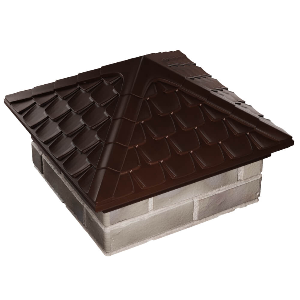 Колпак Zking Эльбрус Коричневый на столб 1.5х1.5 кирпича (385х385мм) в Шатуре фото