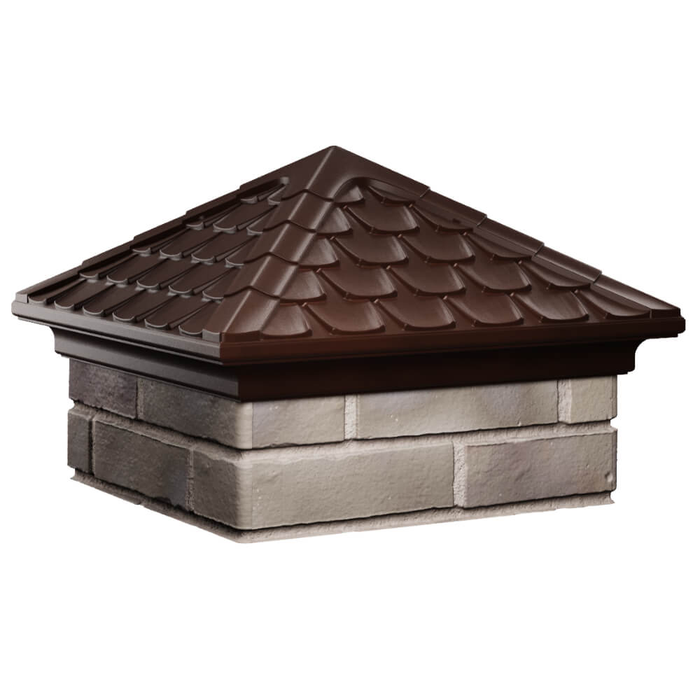 Колпак Zking Эльбрус Коричневый на столб 1.5х1.5 кирпича (385х385мм) в Шатуре фото