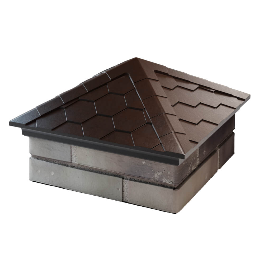 Колпак Zking Эверест Коричневый на столб 1.5х1.5 кирпича (390х390мм) в Шатуре фото